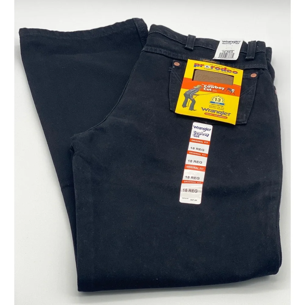 Wrangler Cowboy Cut Black Jeans Original Fit ProRodeo 1013MWBBK 18 REG‎